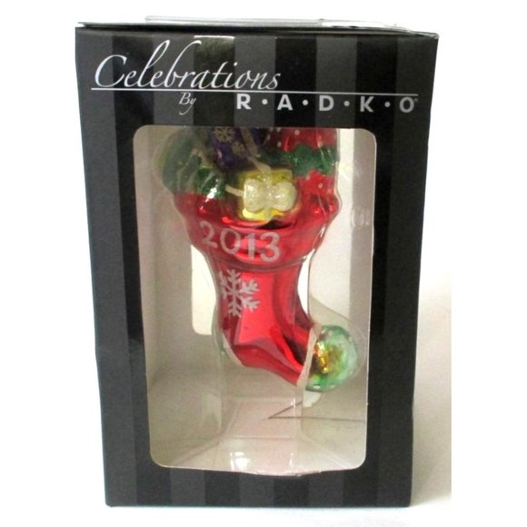 2013 Radko Celebrations Christmas Stocking Ornament in Original Box Retired - Picture 2 of 8